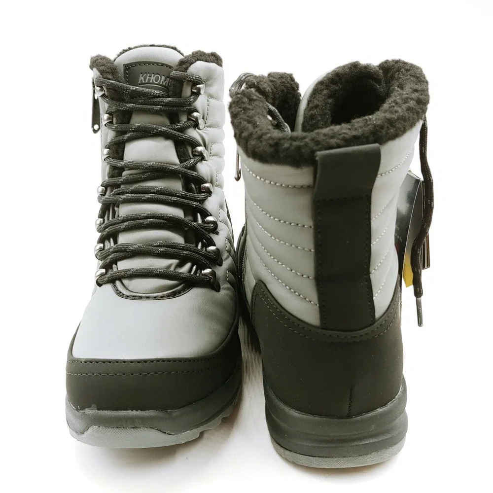 Khombus Shoes Mens Hiking Boots Alegra‎ Leather Memory Foam Lightweight Grey 7